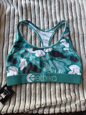 ethika Teal Camo Racerback Sports Bra